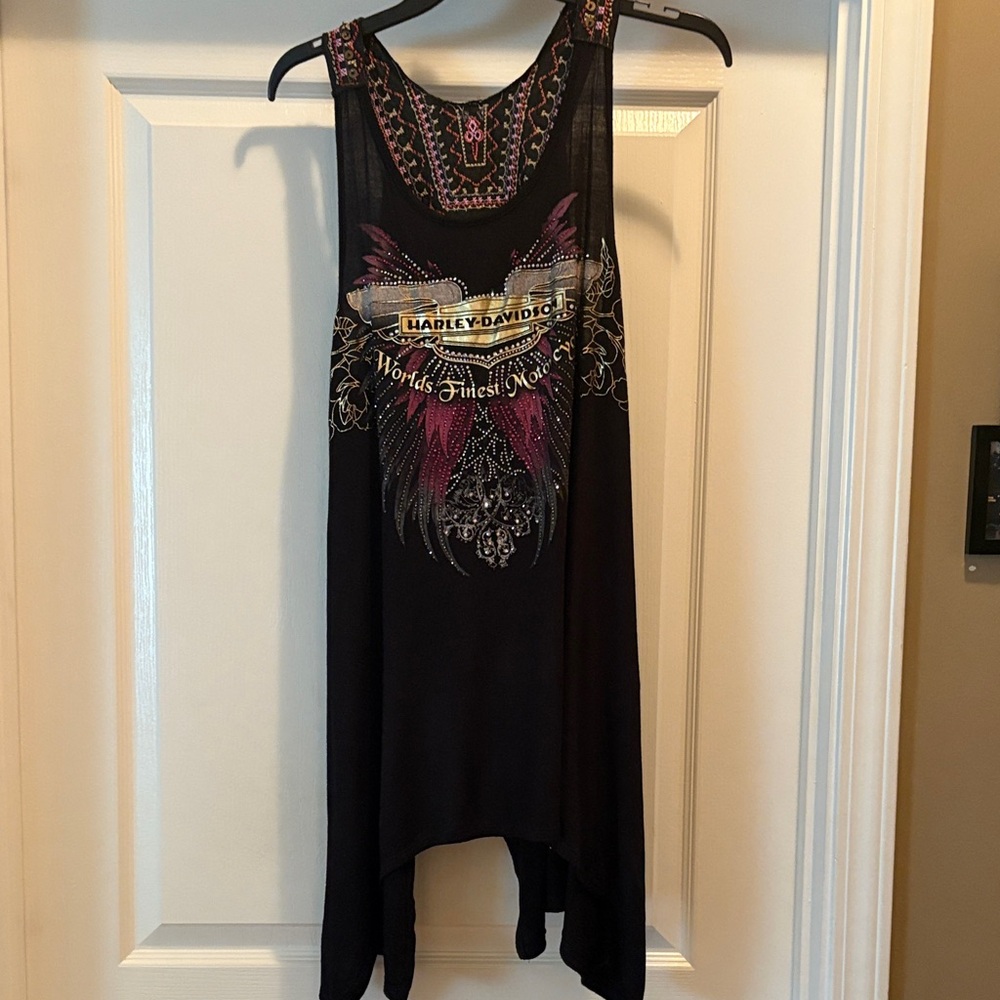 Harley-Davidson Black Tank with Pink and Purple Accents
